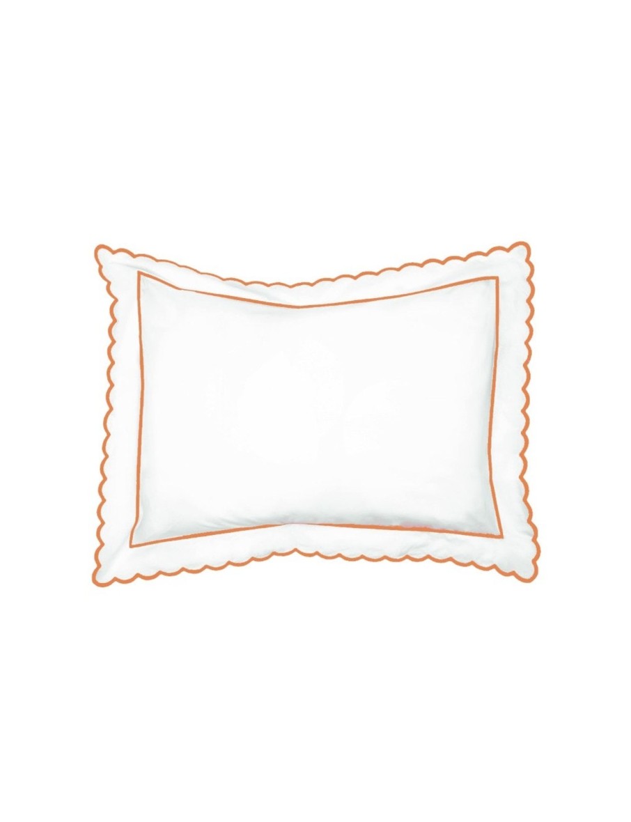 Orange Scalloped Edge Super King Pillowcase Clearance