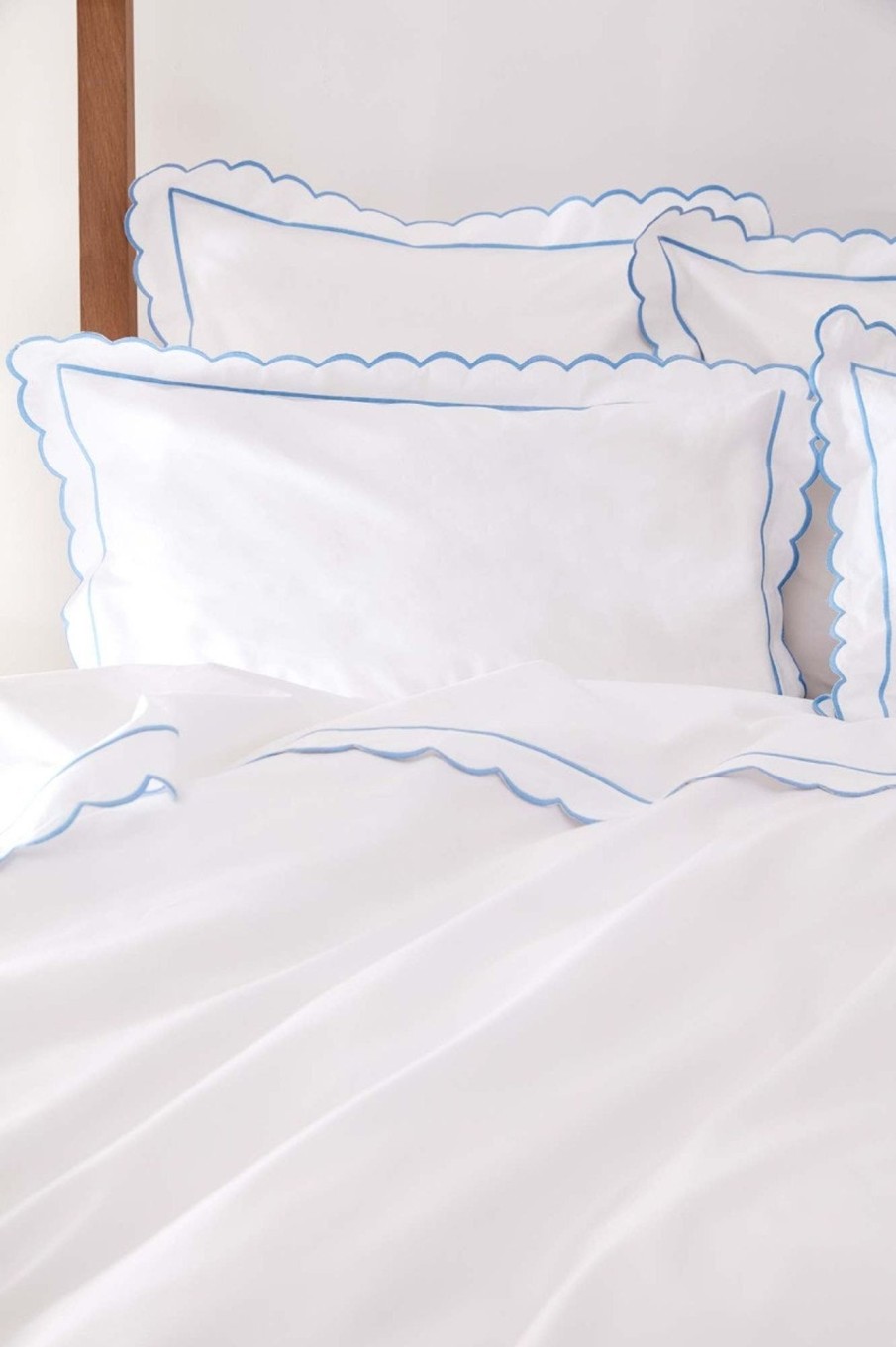 Blue Scalloped Edge King Size Duvet Cover Wholesale