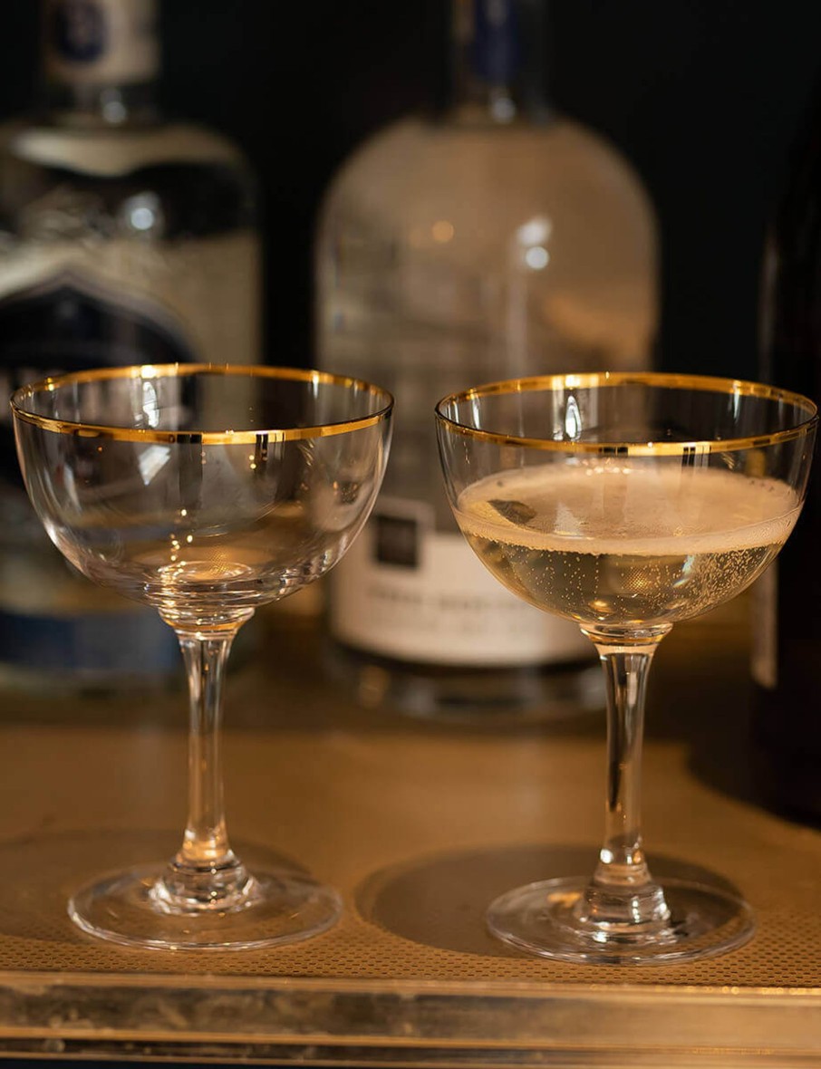 Two Champagne Saucers With Gold Rims Wholesale