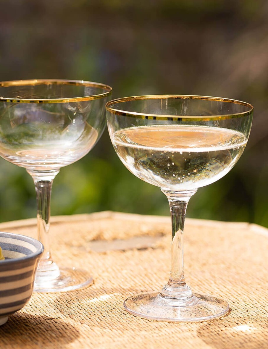 Two Champagne Saucers With Gold Rims Wholesale