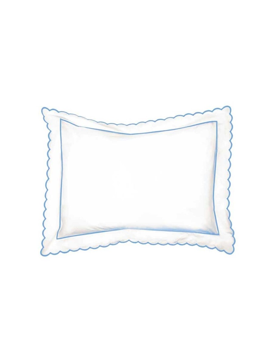 Blue Scalloped Super King Size Pillowcase Wholesale