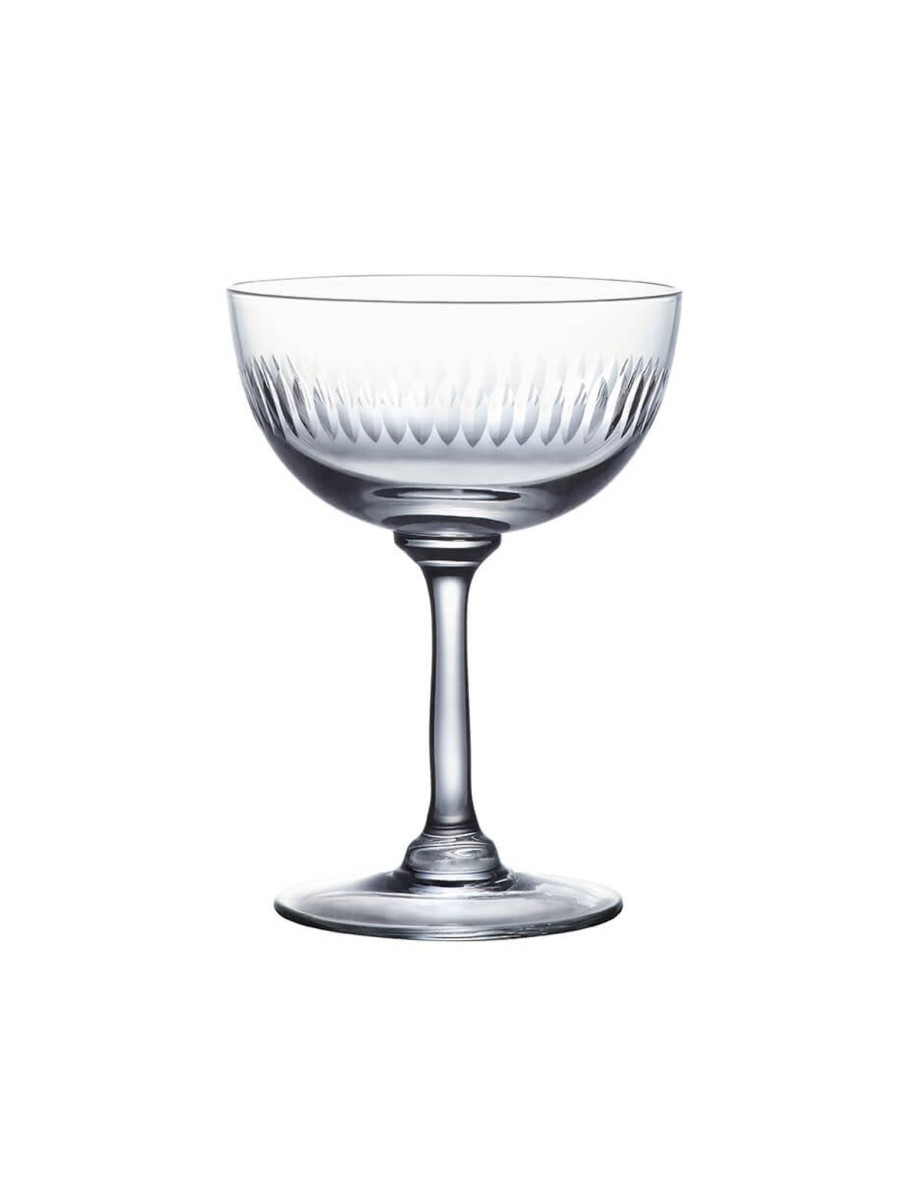 Two Champagne Saucers With Spears Design Hot