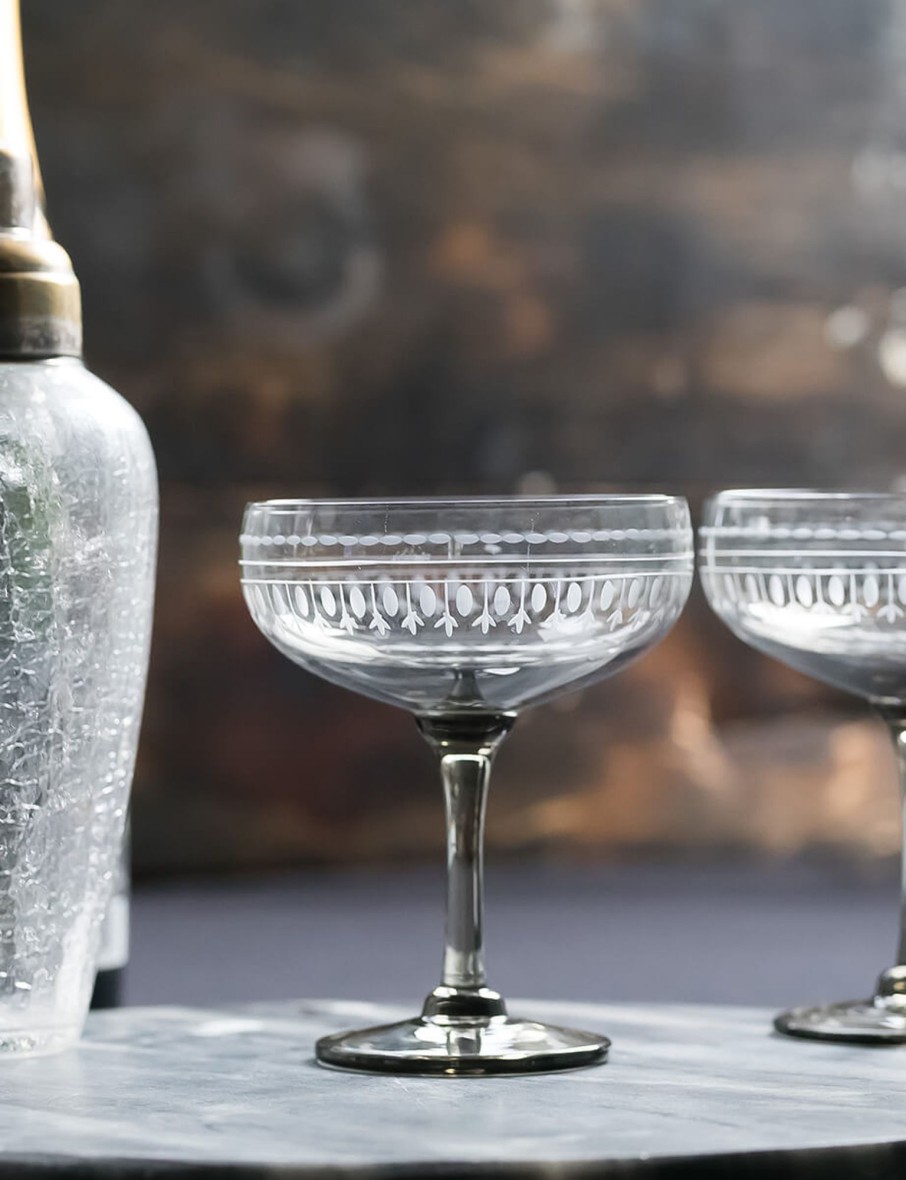 Four Smoky Cocktail Glasses With Ovals Design Online