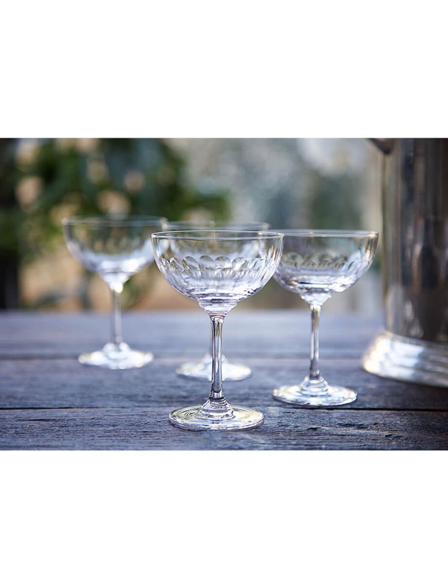 Six Champagne Saucers With Lens Design New