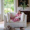 Coco Loveseat With Self Piped Knife Edge Cushion In Designers Guild Brera Lino Chalk Best