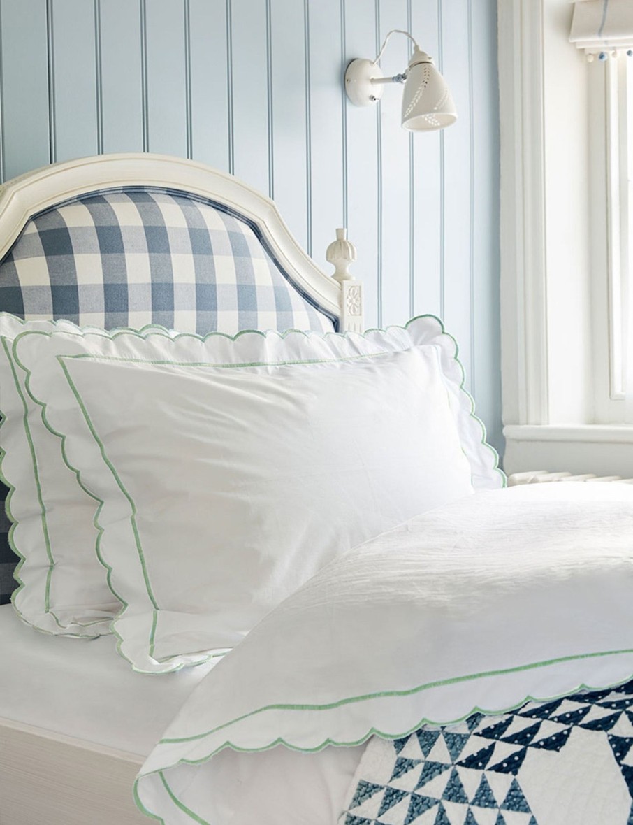 Green Scalloped Single Duvet Cover Online