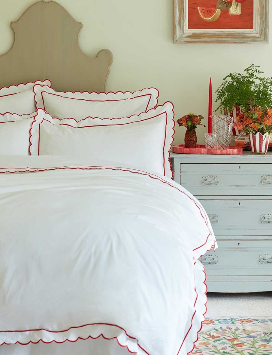 Red Scalloped Double Duvet Cover Wholesale