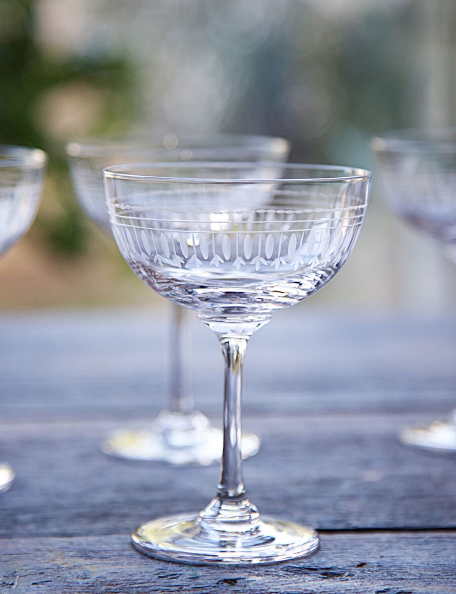 Six Champagne Saucers With Ovals Design Online