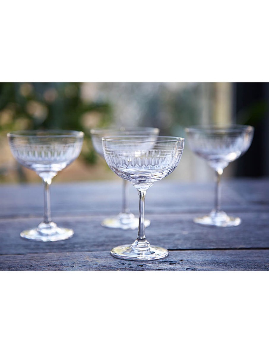 Six Champagne Saucers With Ovals Design Online