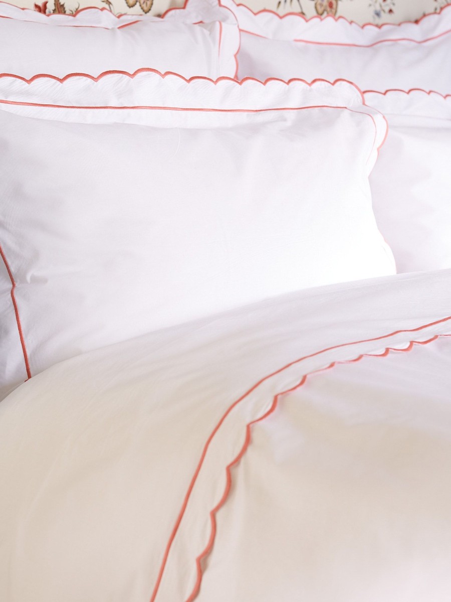 Coral Scalloped Edge King Size Flat Sheet Online