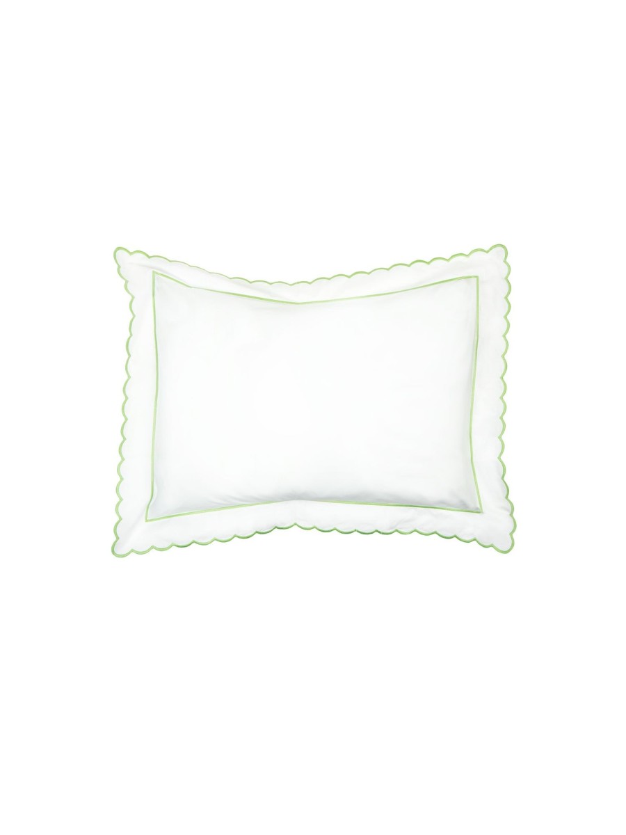 Scalloped Edge Oxford Pillow Case - Green Wholesale