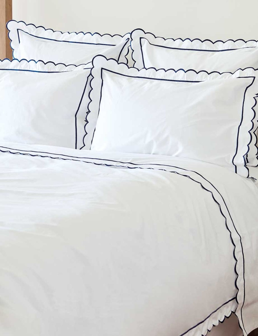 Navy Scalloped Edge Square Pillowcase Best