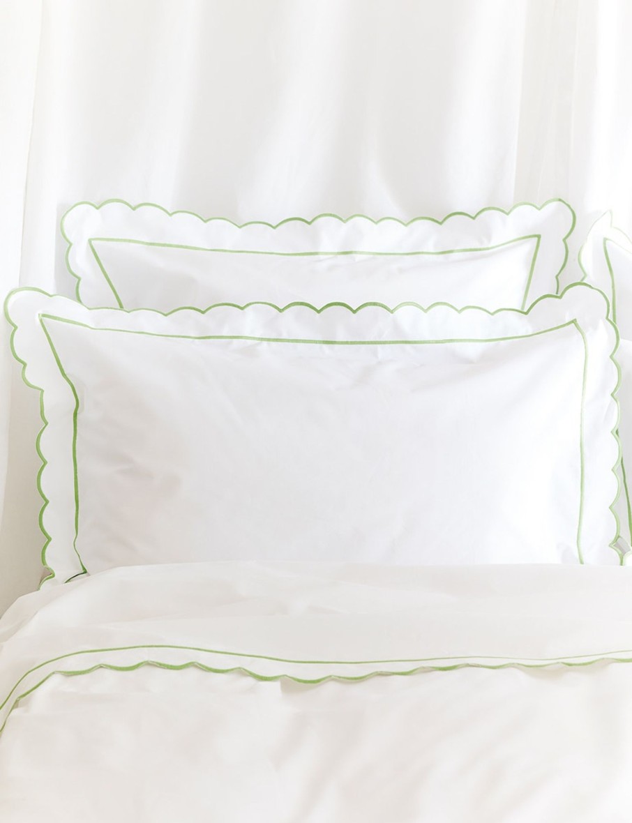 Green Scalloped Super King Size Duvet Cover Hot