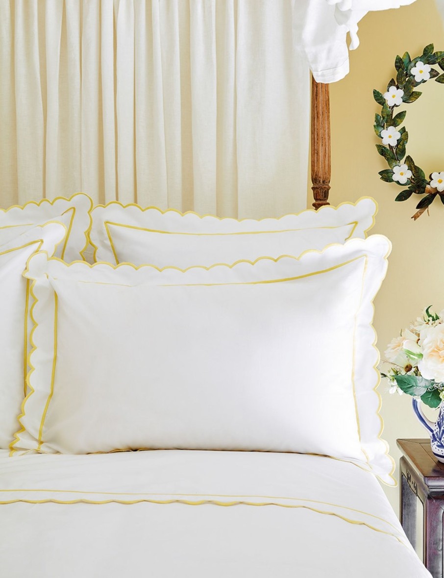 Yellow Scalloped Edge Square Pillow Case Best