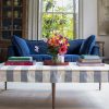 Coco 2.5 Seater Sofa With Self Piped Box Edge Cushion In Designers Guild Brera Lino Indigo Best