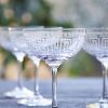 Two Champagne Saucers With Greek Key Design Wholesale