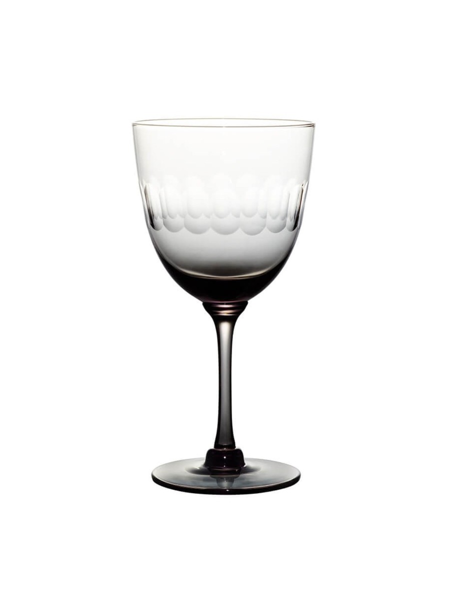 Four Smoky Wine Glasses With Lens Design Online