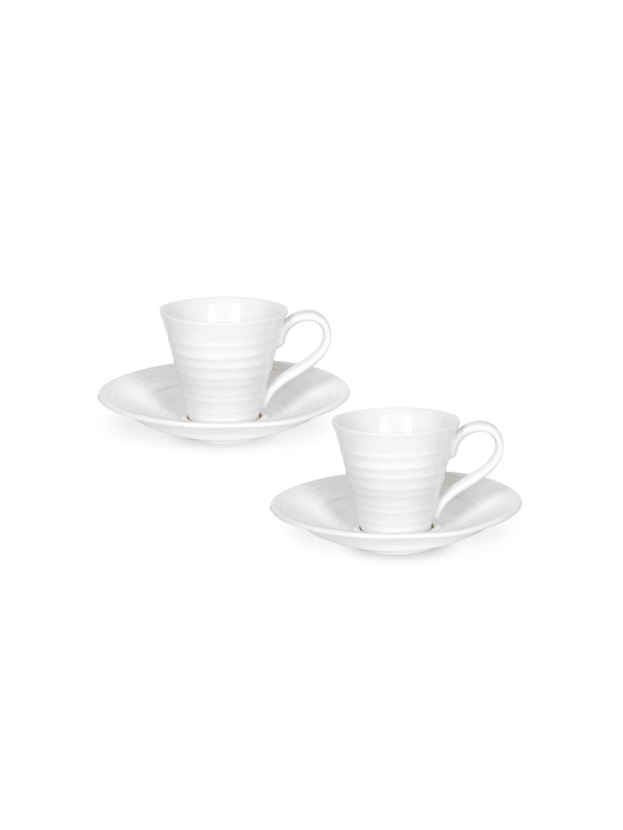 White Porcelain Espresso Cup & Saucer - Set Of Two Hot