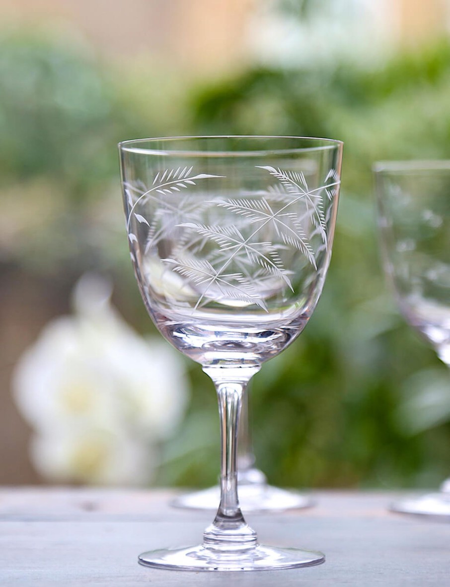 Six Wine Glasses With Fern Design Best