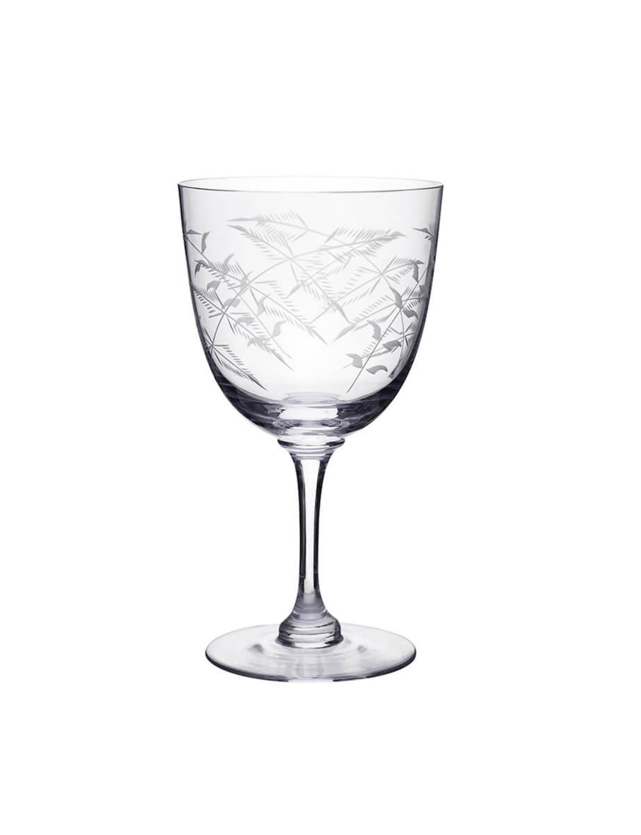 Six Wine Glasses With Fern Design Best