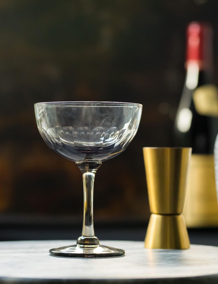 Four Smoky Champagne Saucers With Lens Design Best