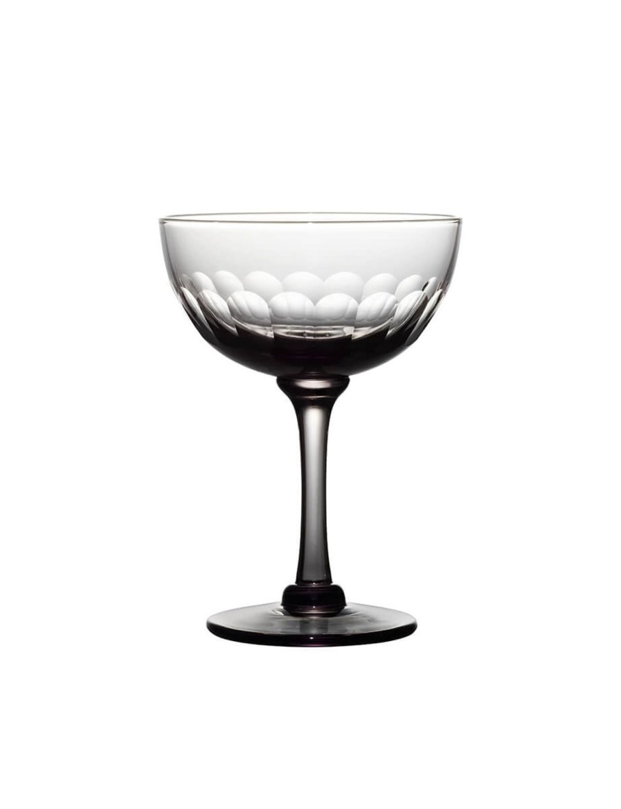 Four Smoky Champagne Saucers With Lens Design Best