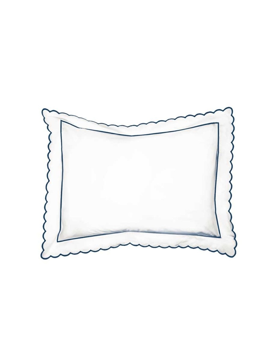 Navy Scalloped Edge Oxford Pillowcase Best