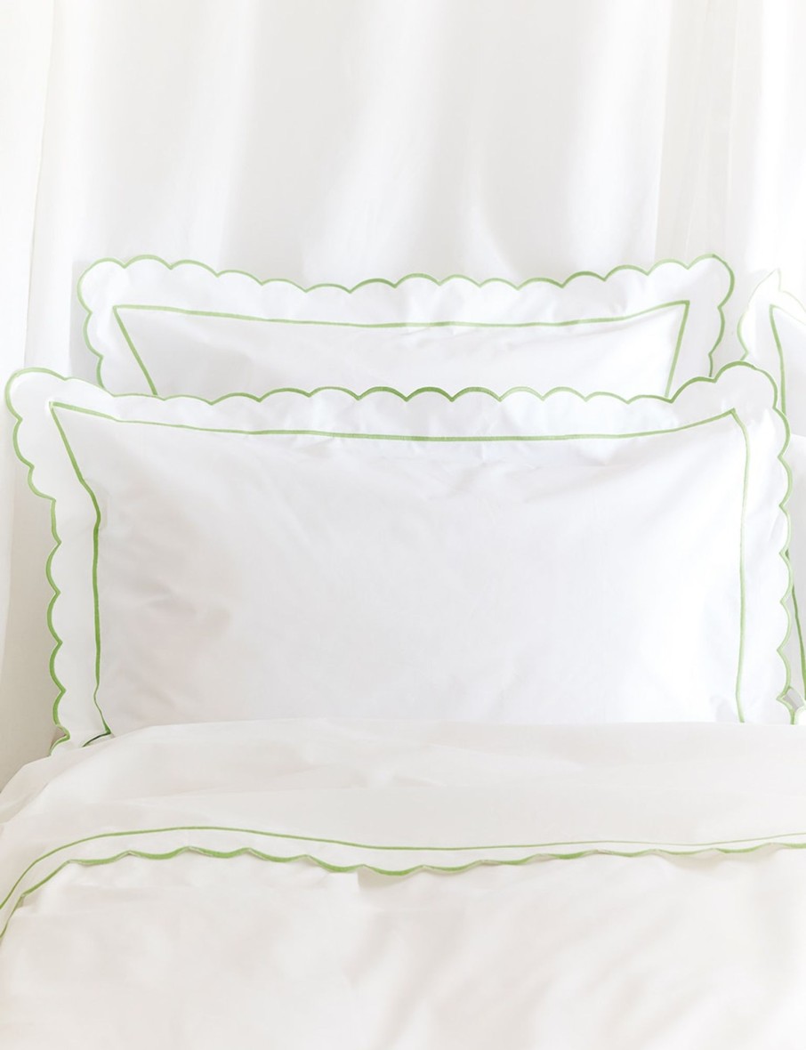 Green Scalloped Bed Linen Collection Wholesale