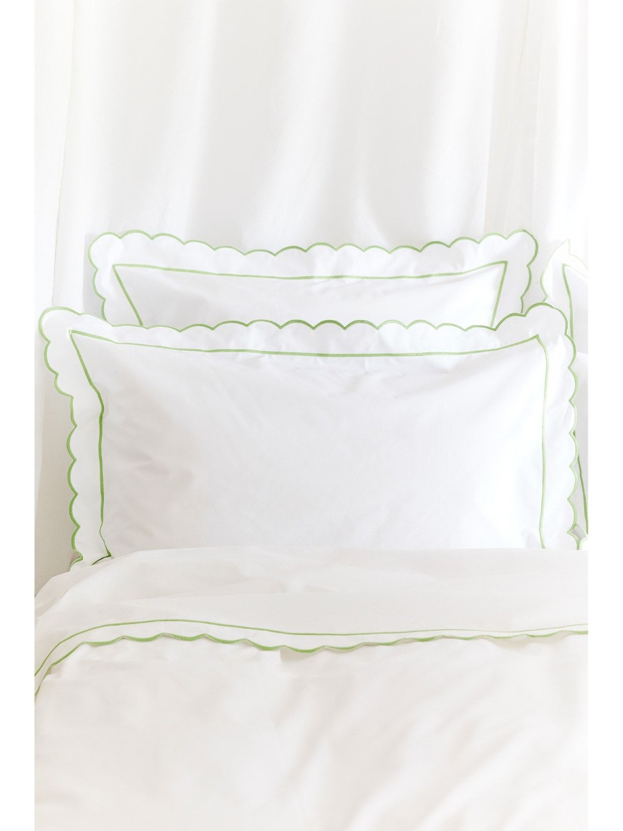 Green Scalloped King Size Flat Sheet Online