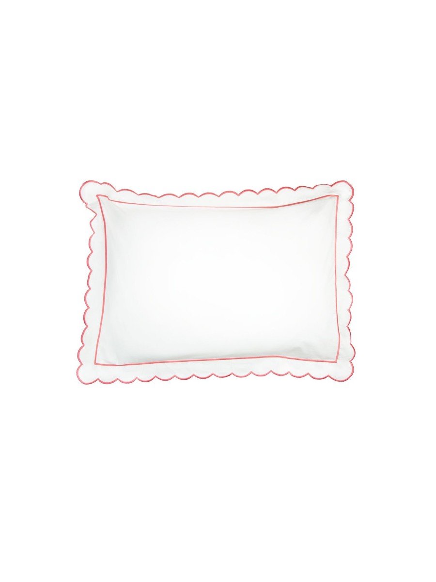 Coral Scalloped Oxford Pillowcase Clearance