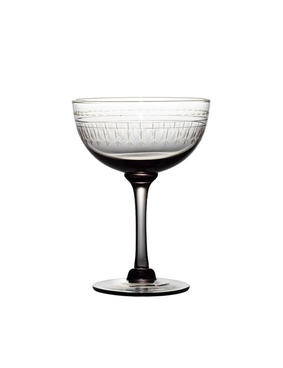 Four Smoky Champagne Saucers With Ovals Design Online