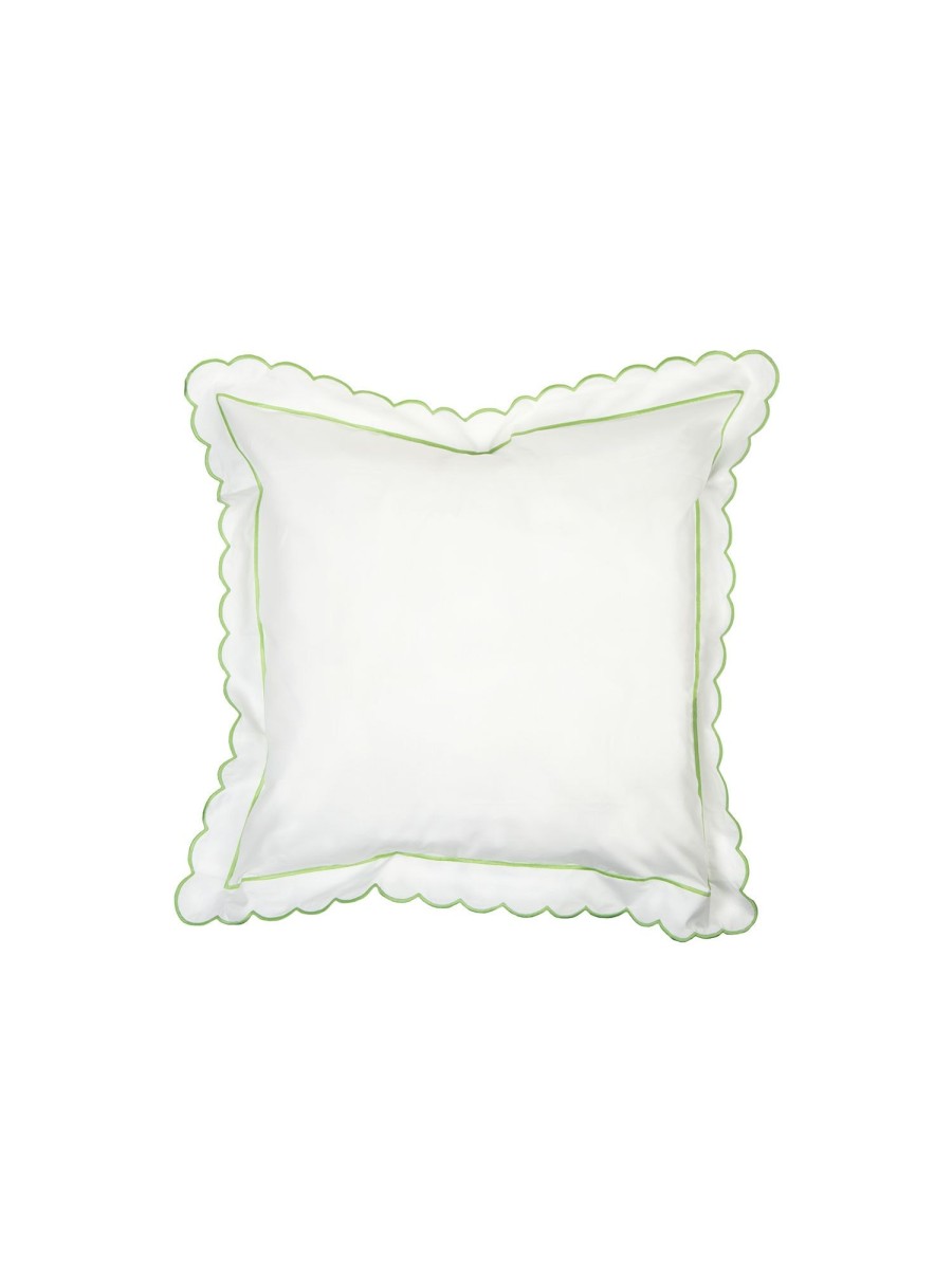 Scalloped Edge Square Pillow Case - Green Clearance