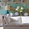 Coco 2 Seater Sofa With Self Piped Knife Edge Cushion In Designers Guild Brera Lino Chalk - Available Now Online