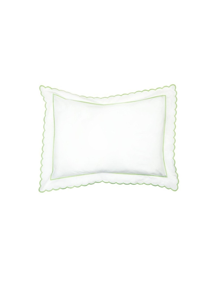 Green Scalloped Edge Super King Pillowcase Clearance