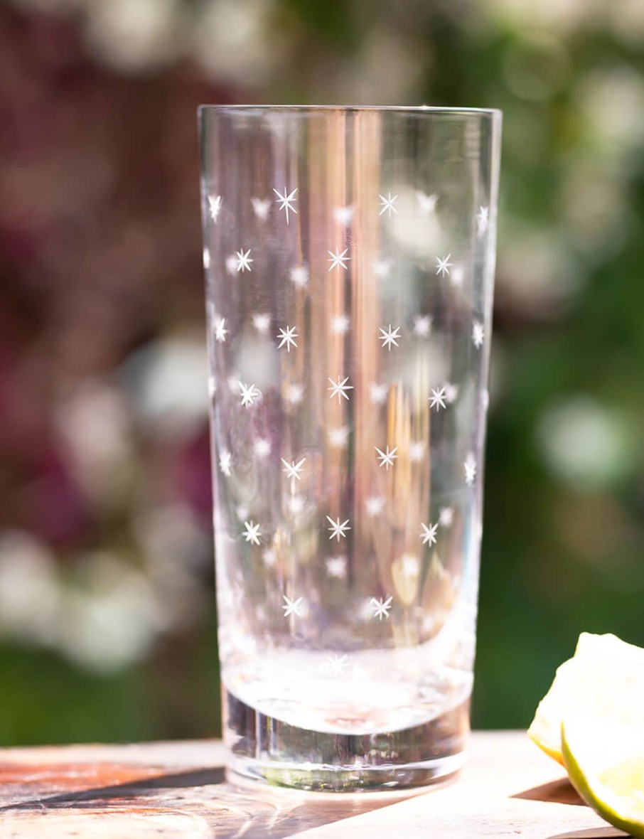 Four Highball Glasses With Stars Design Clearance