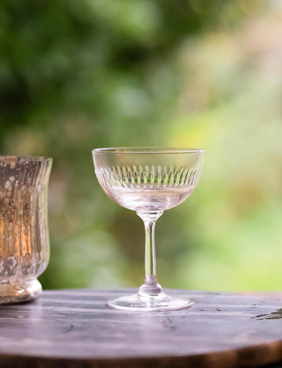 Six Champagne Saucers With Spears Design Online