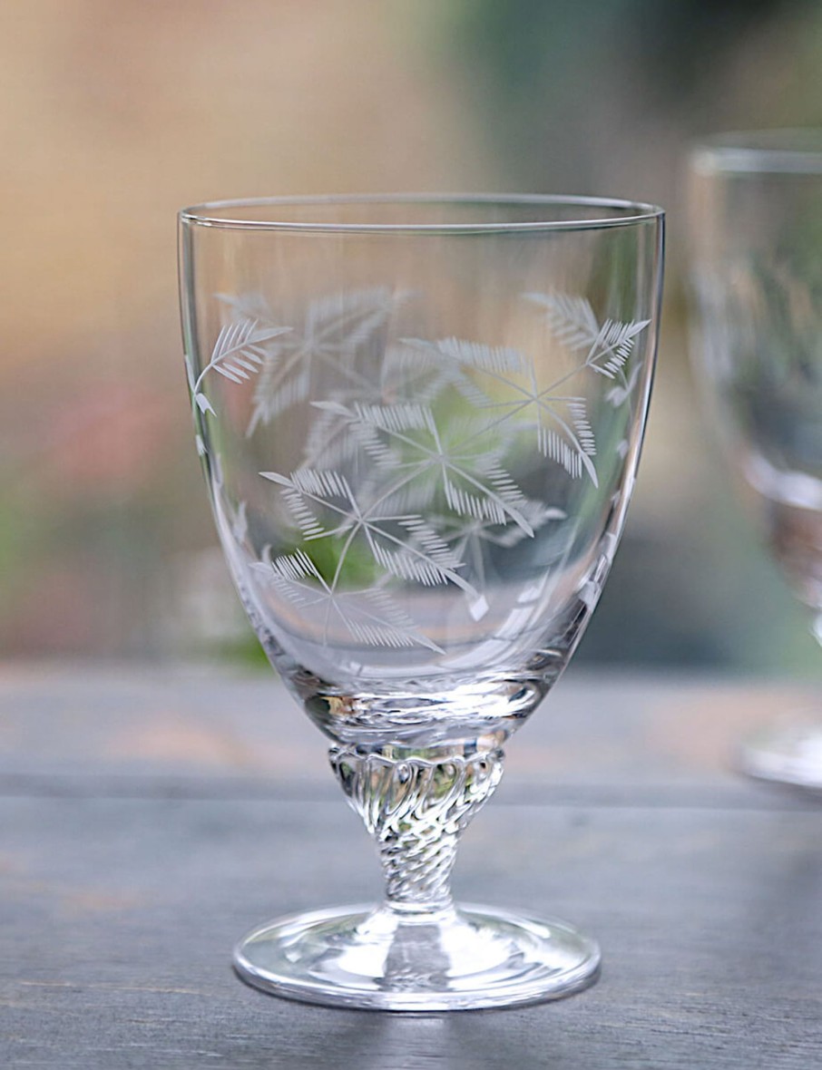 Six Bistro Glasses With Fern Design New