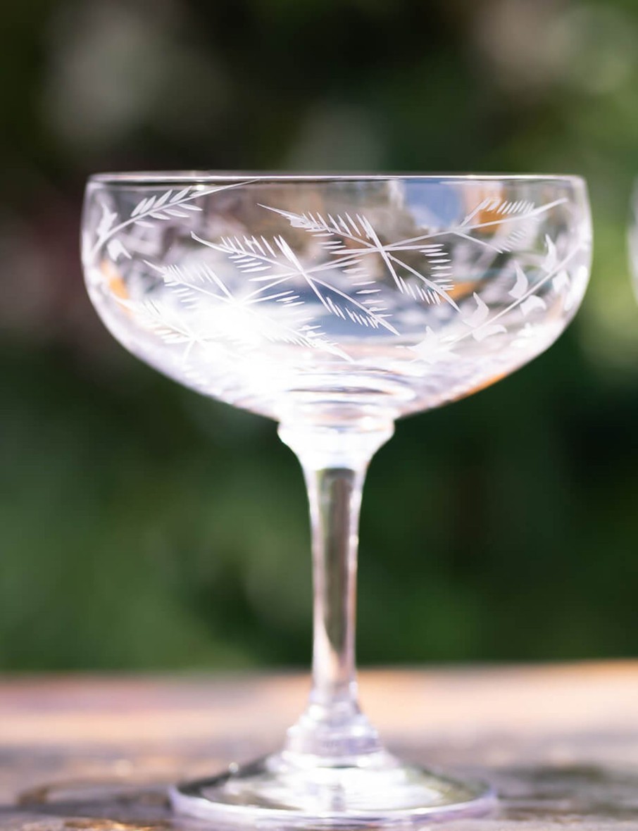 Four Cocktail Glasses With Ferns Design Hot