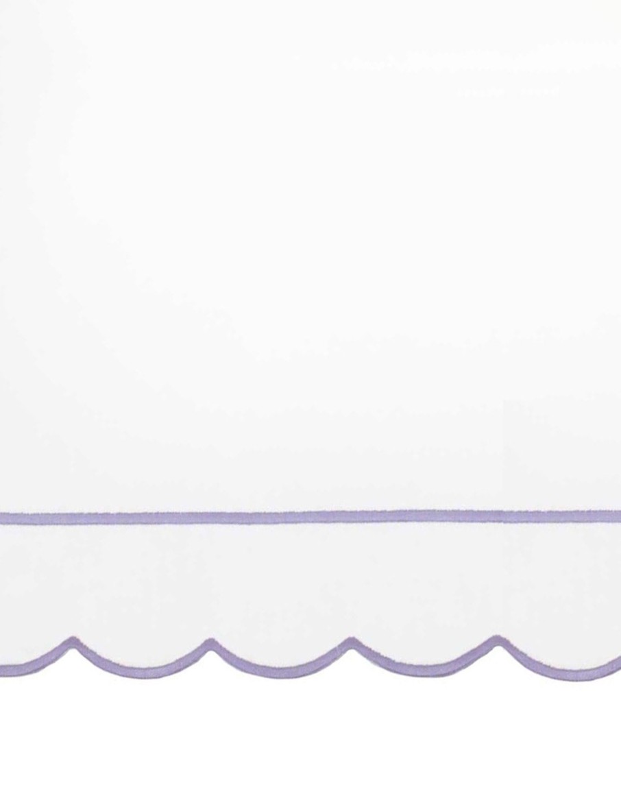 Lilac Scalloped King Size Flat Sheet Clearance