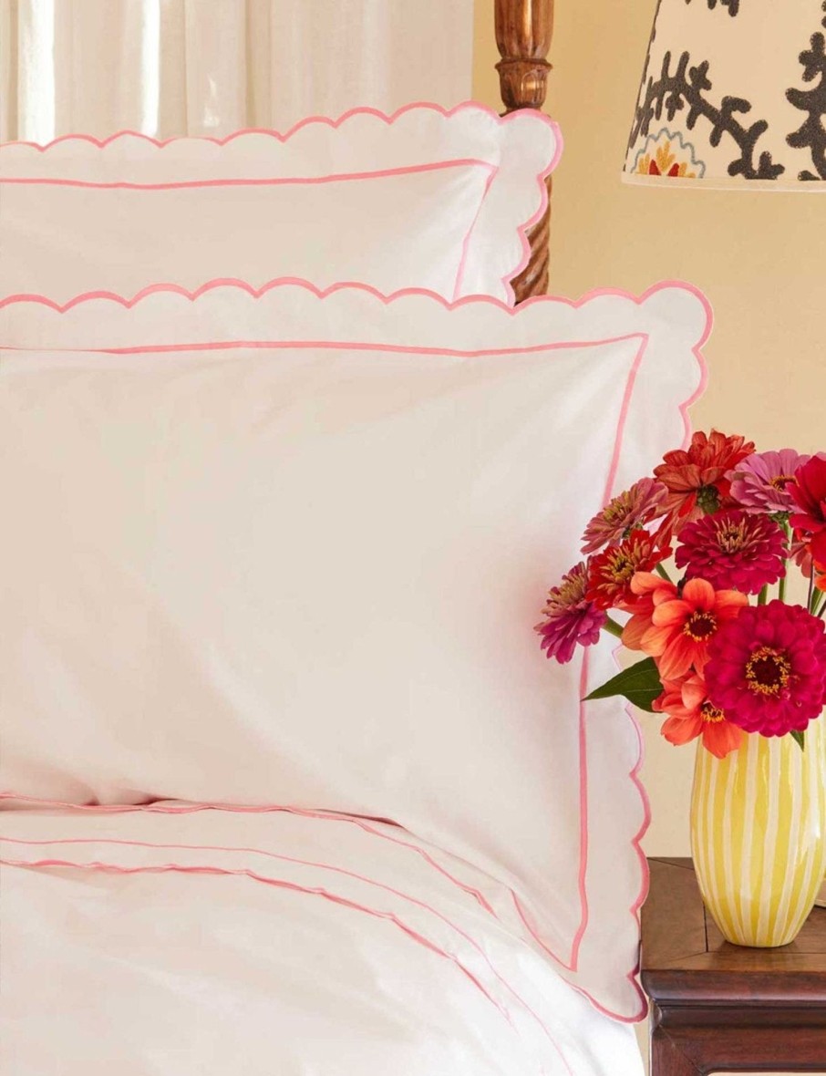 Pink Scalloped Bed Linen Collection Clearance