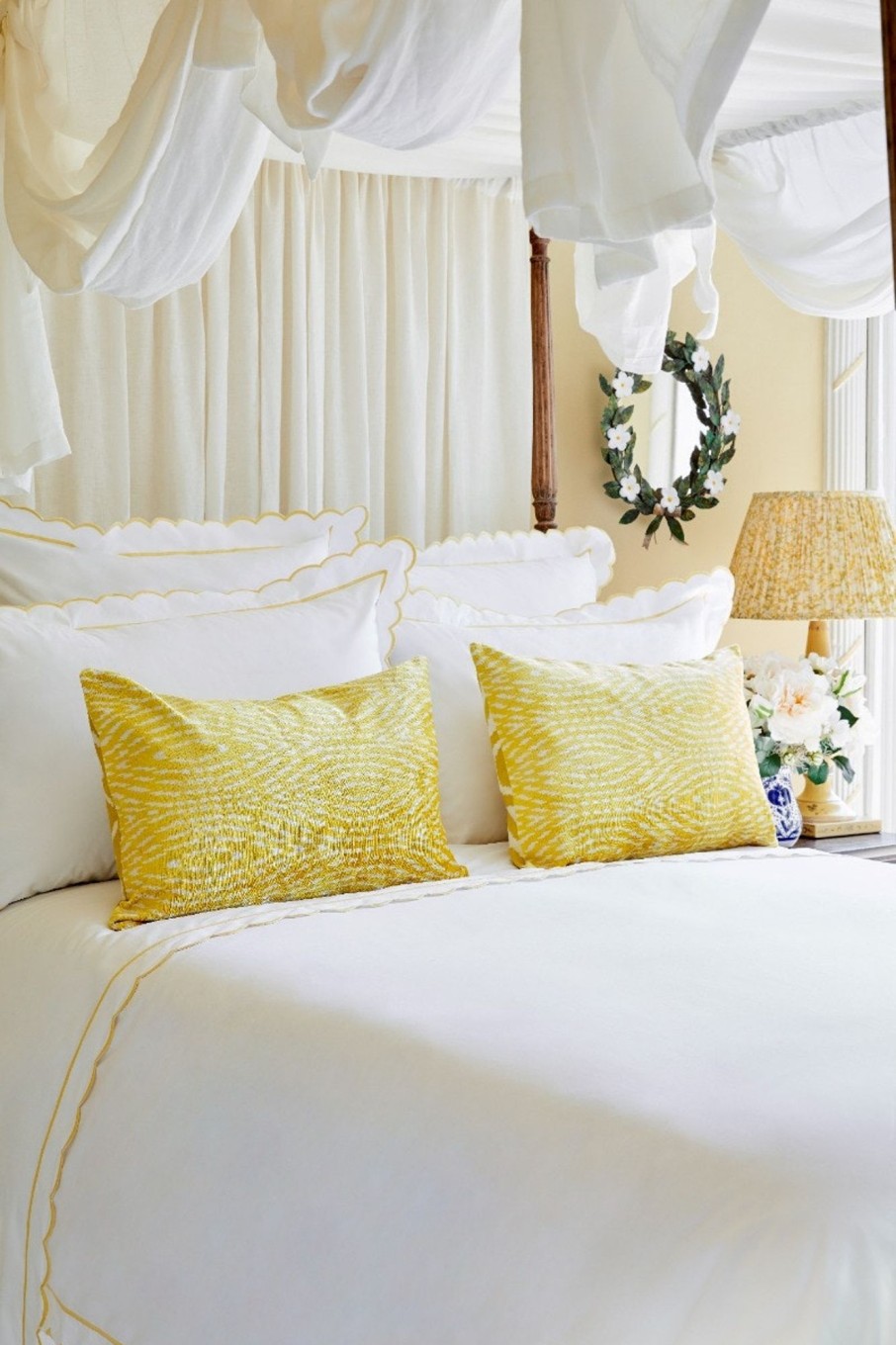 Yellow Scalloped Emperor Duvet Cover Wholesale