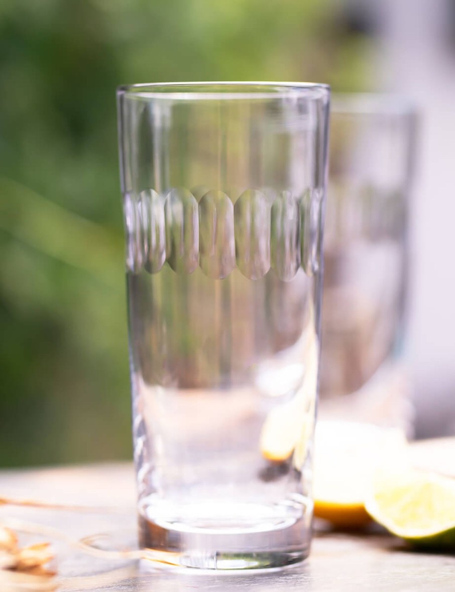 Four Highball Glasses With Lens Design Hot