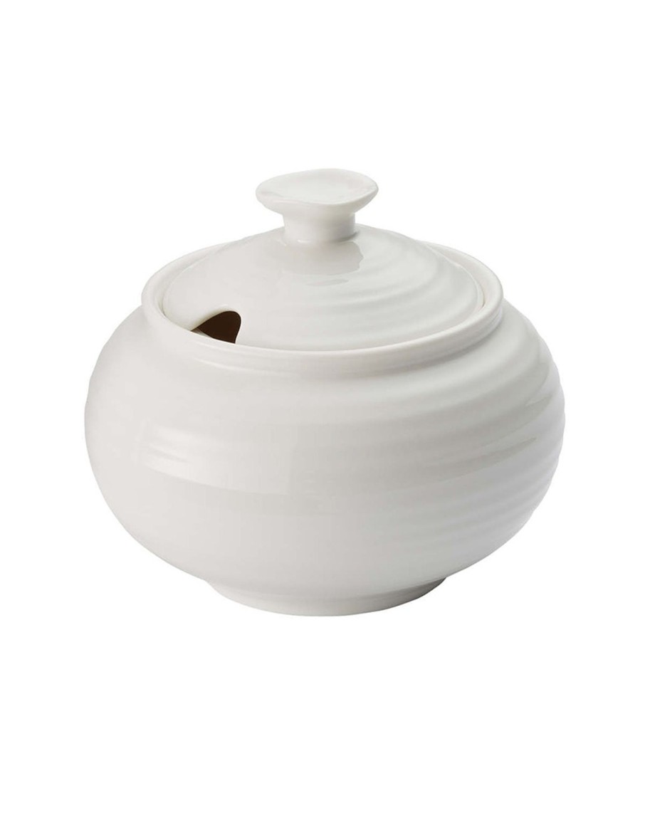 White Porcelain Covered Sugar Bowl Hot