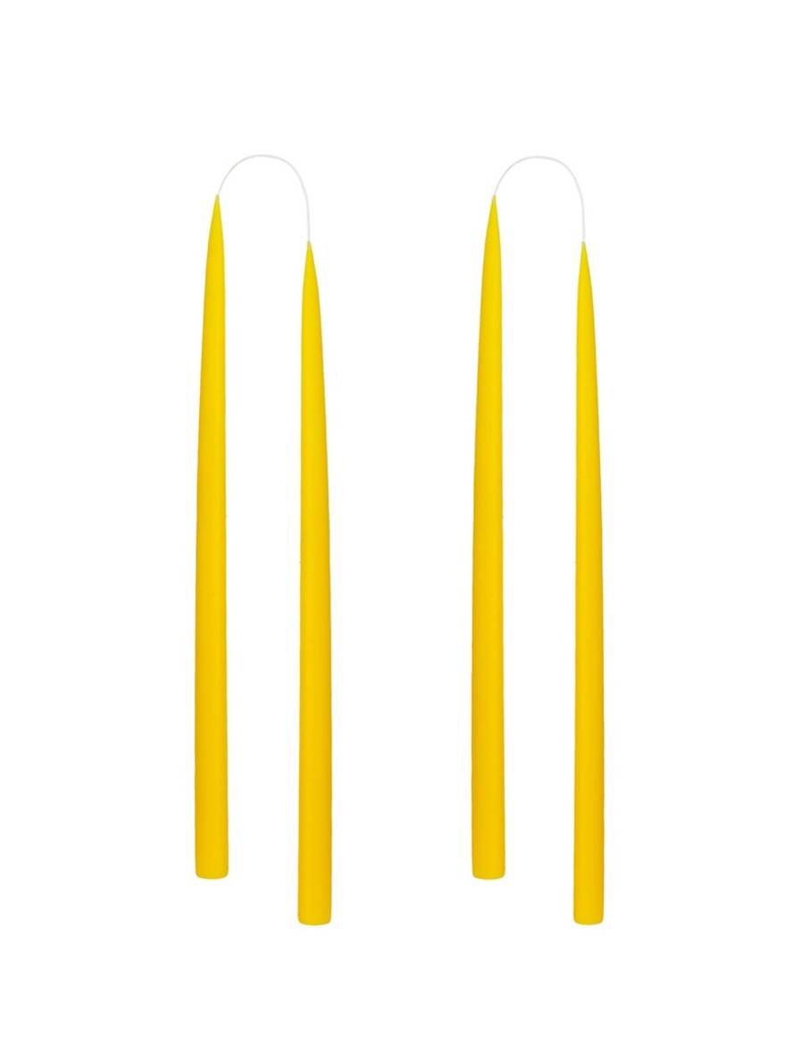 Hand Dipped Taper Candles 35Cm - 4 Per Gift Box - Lemon Yellow Hot