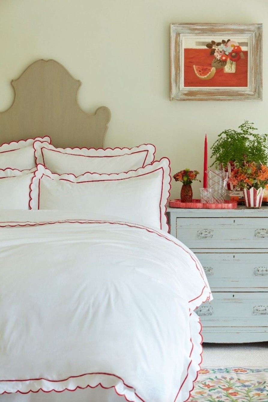 Red Scalloped Flat Sheet (Pre Order Delivery Late August) Clearance