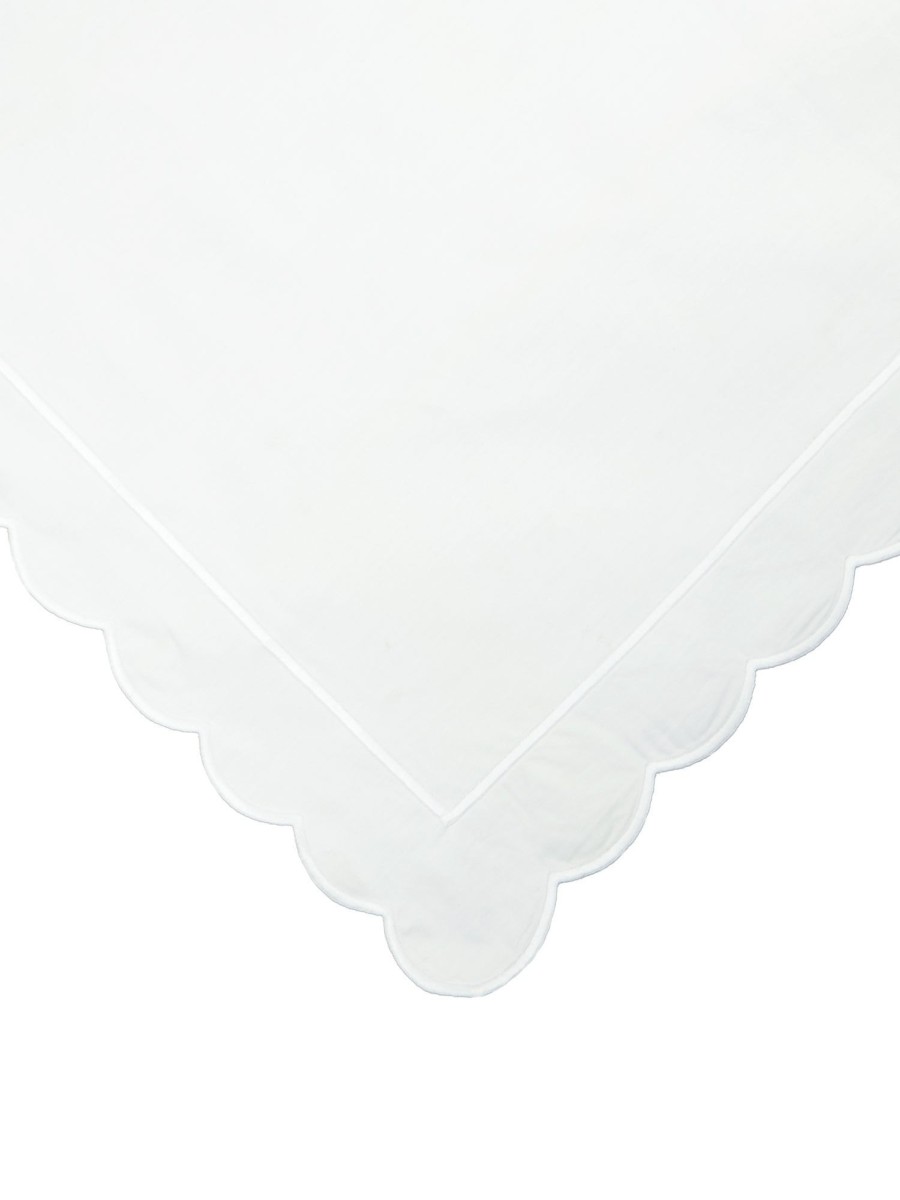 White Scalloped Edge Double Duvet Cover New