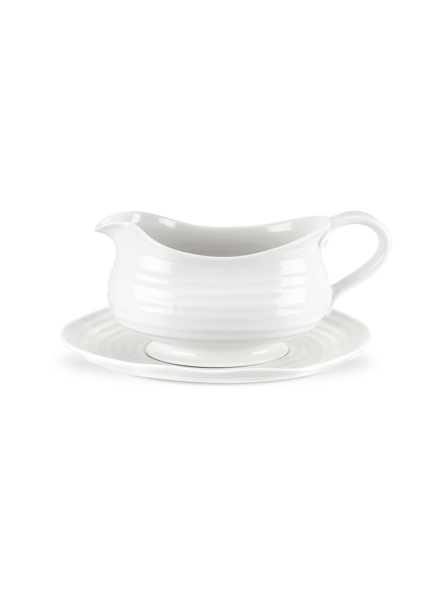 White Porcelain Gravy Boat & Stand Clearance