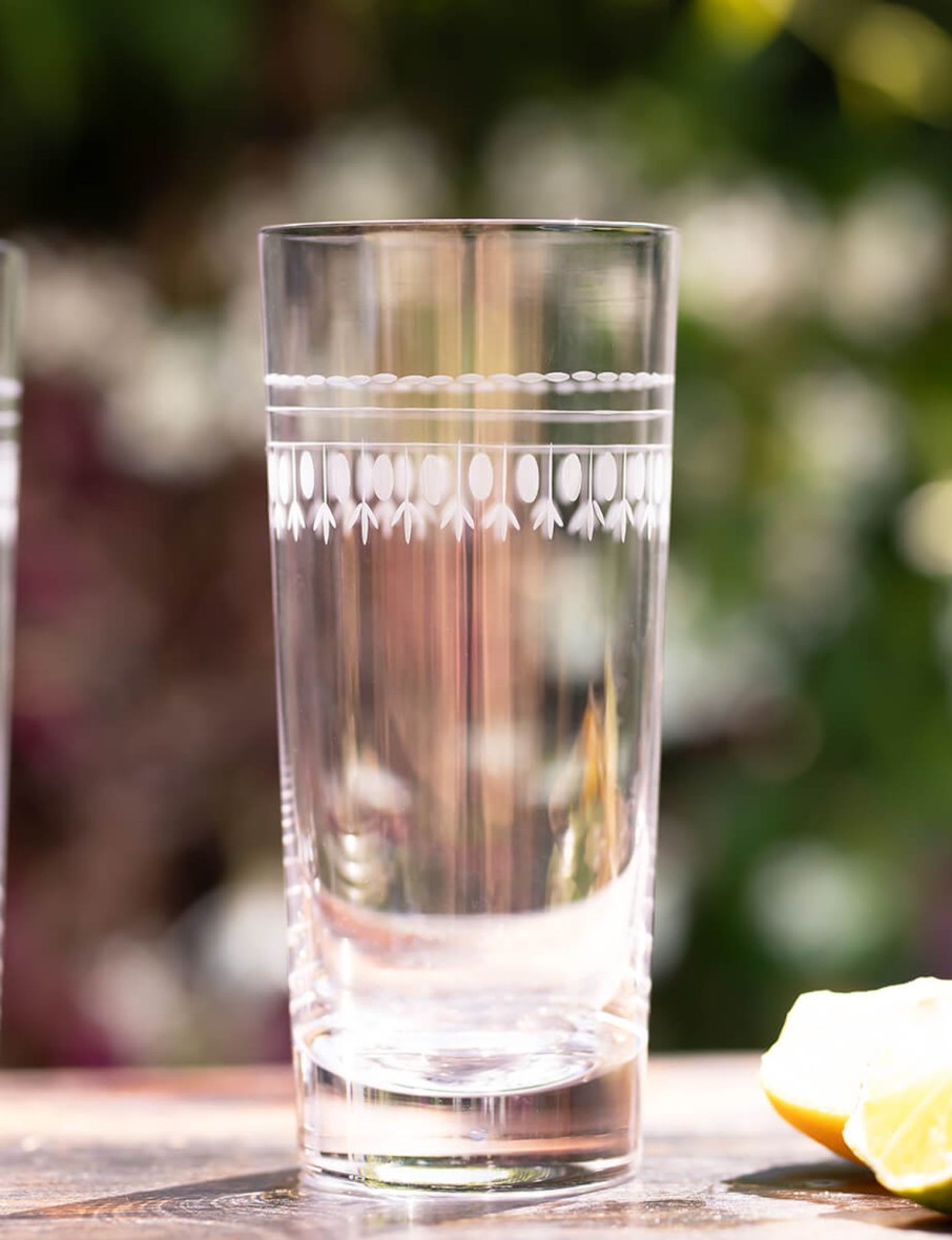 Four Highball Glasses With Ovals Design Clearance