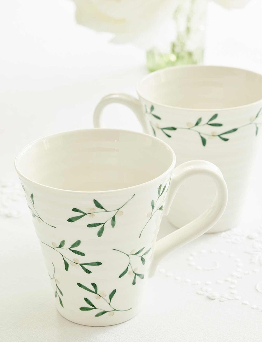 Mistletoe Porcelain Classic Mugs - Assorted Set Of Two Hot