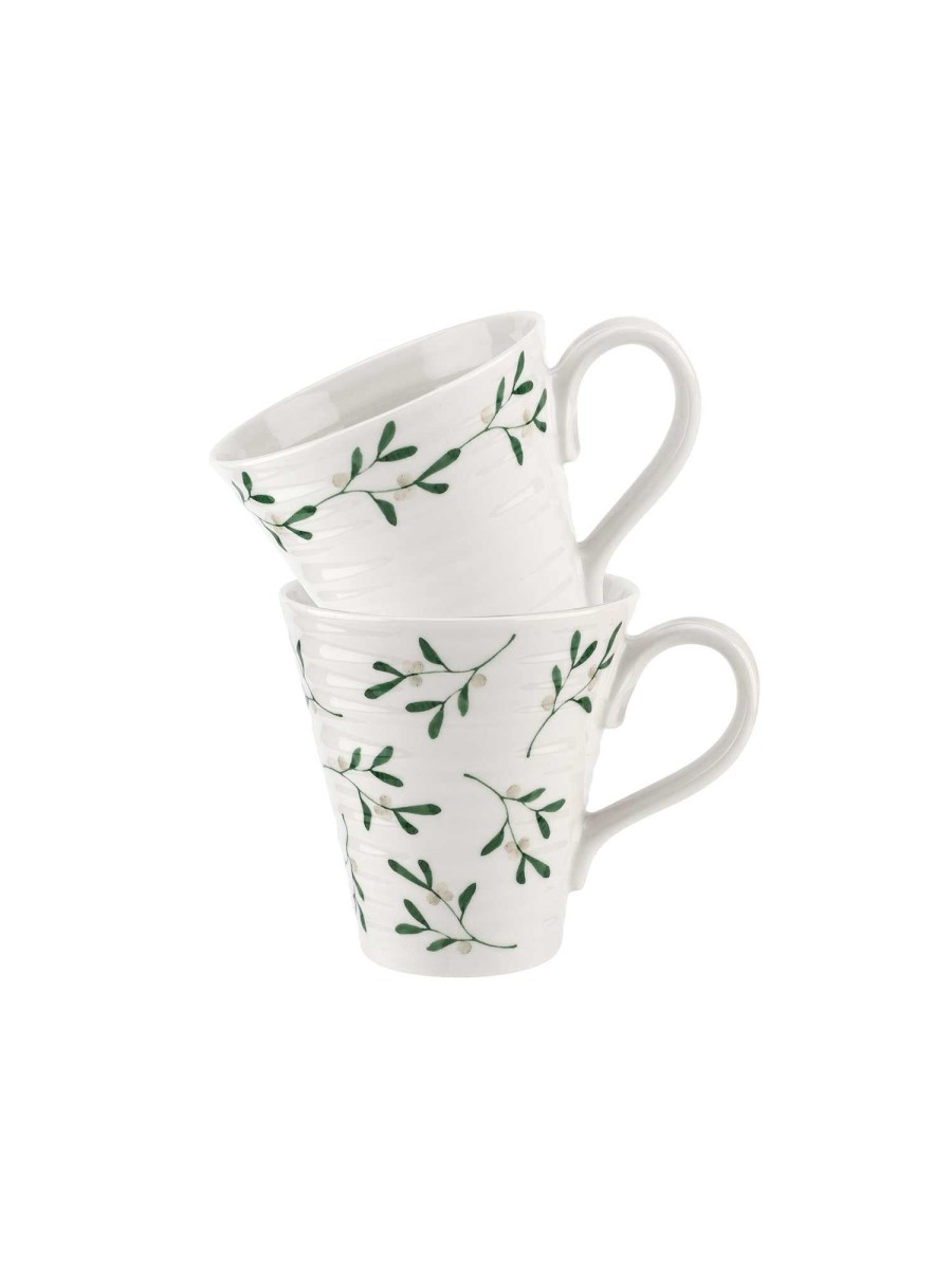 Mistletoe Porcelain Classic Mugs - Assorted Set Of Two Hot